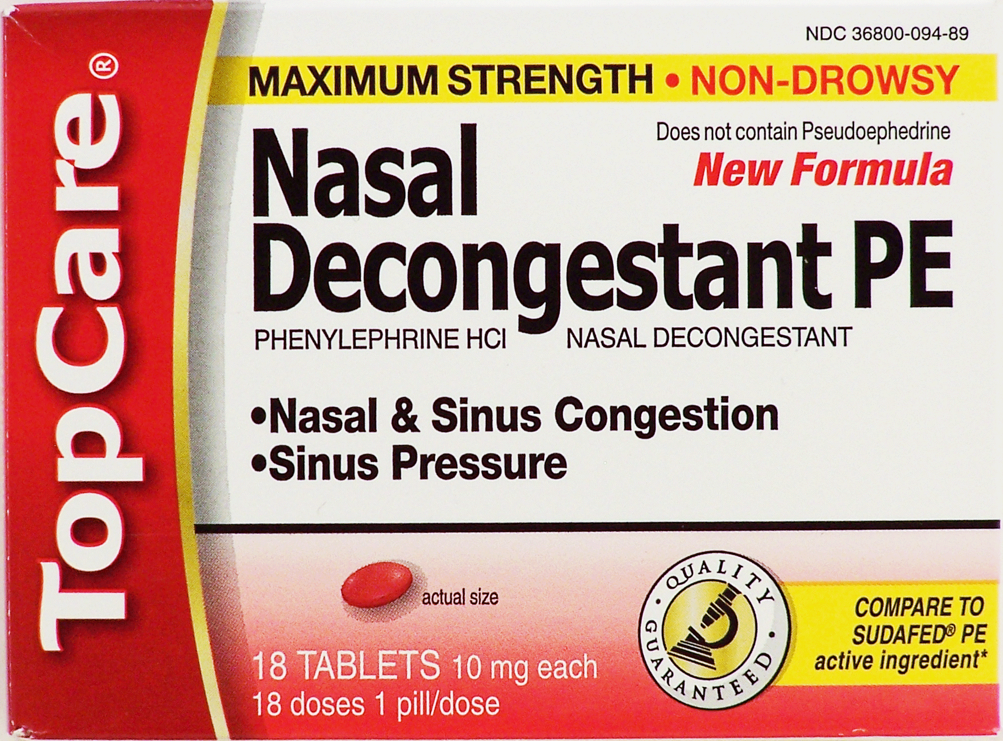 Top Care Nasal Decongestant PE maximum strength nasal decongestant, non-drowsy, 10 mg tablets Full-Size Picture